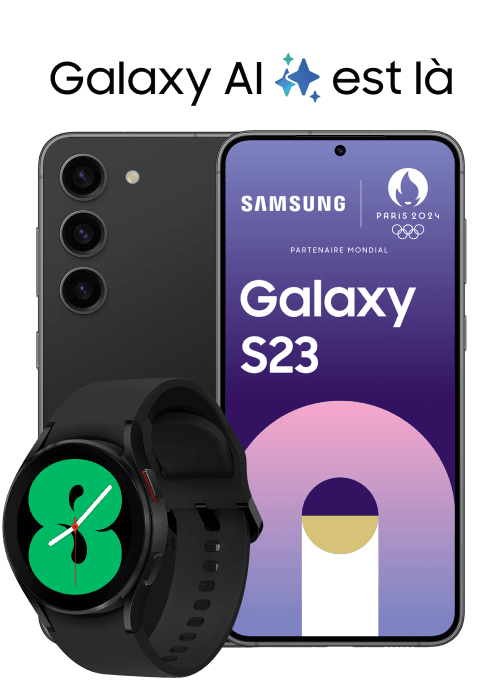 Samsung Pack Galaxy S23 + Galaxy Watch4 Noir 128 Go - Free Mobile